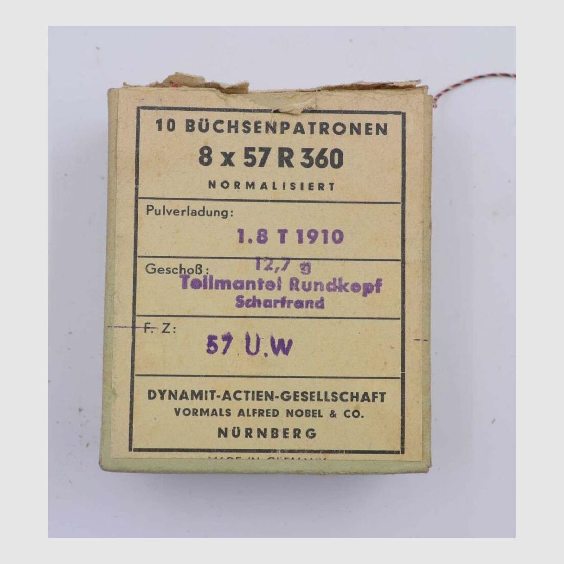 RWS (WZd.Fa.Rottweil) Büchsenpatronen 8x57R 360