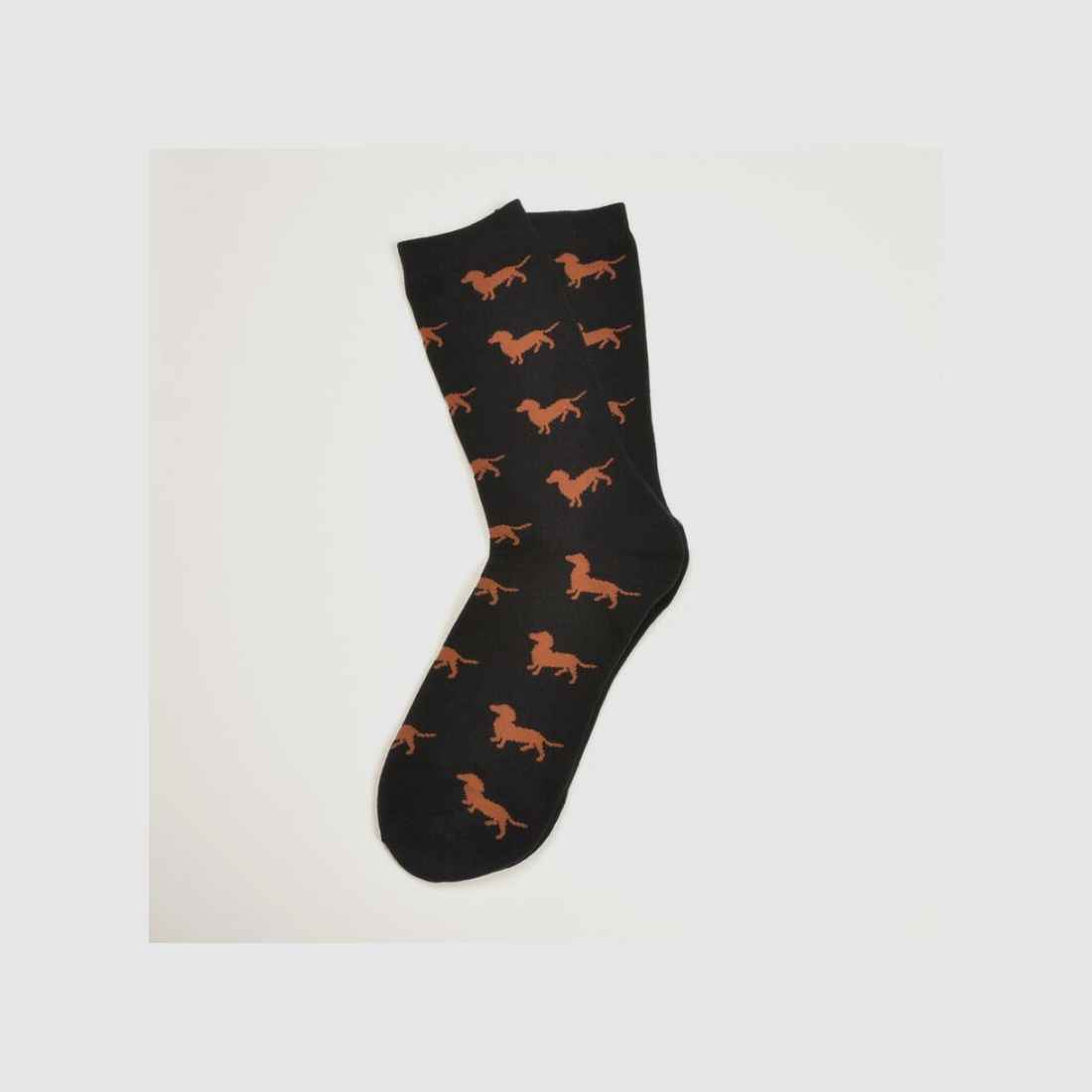 Krawattendackel Unisex Socken schwarz, Dackel braun