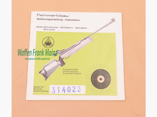 Feinwerkbau - Oberndorf Bedienungsanleitung Mod. 300