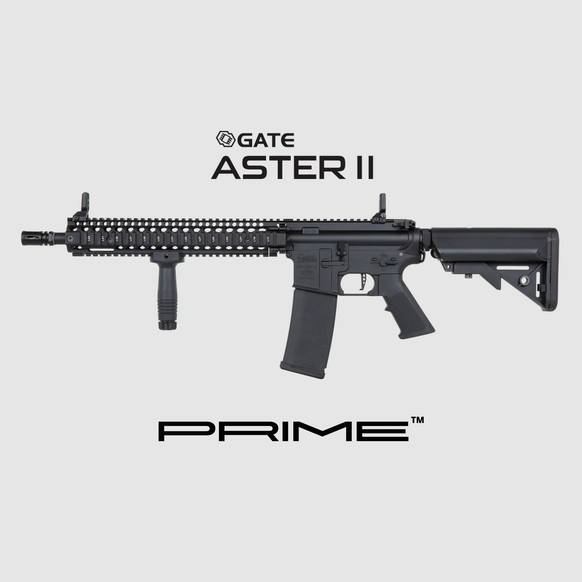 Daniel Defense® M4A1 Sopmod Block II SA-P26 PRIME S-AEG mit ASTERII Bluetooth E.T.U, Dark Matter 27K Brushless Motor und Speedgears (BK)