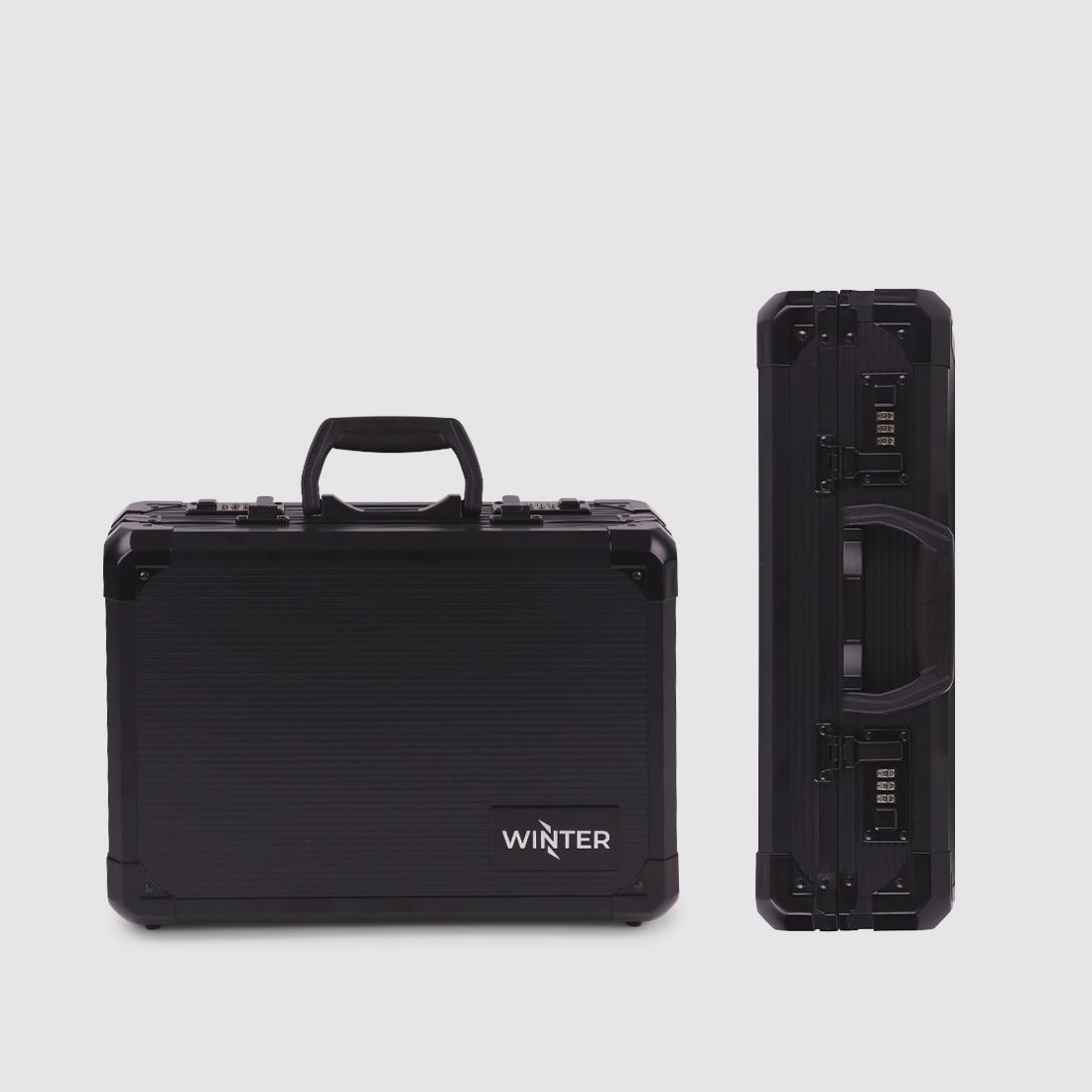 Winter Pistolenkoffer W14 für bis zu 2 Kurzwaffen – Aluminium/Holz, 2 Zahlenschlösser, Raster (Night)