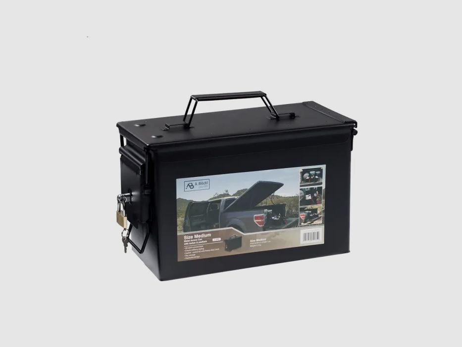 <NATO / US ammunition box size 2 (Cal.50), metal, lockable, lock with 2 keys, black, without print, new