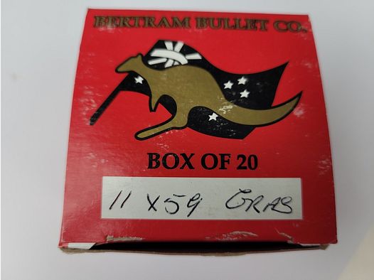 Box mit 20 neuen Hülsen BERTRAM für Waffen des Systems Gras 1874 – Originalkaliber 11×59 Gras – Top Qualität!!