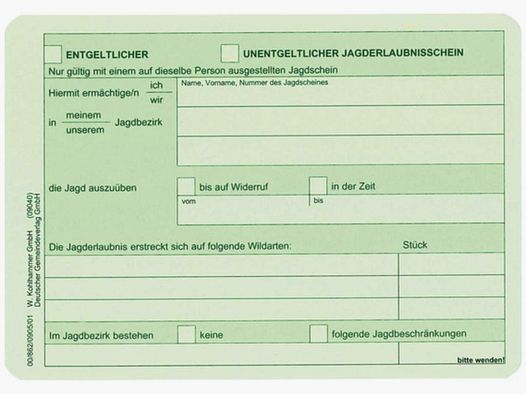 Begehungsschein / Jagderlaubnis – Bezahlte / Kostenlose Jagderlaubnis