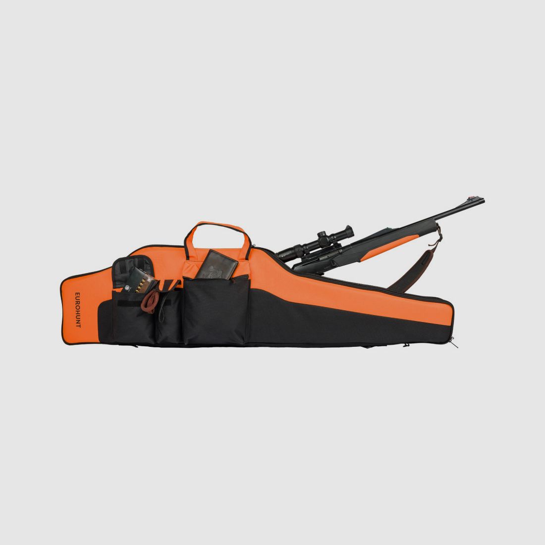EUROHUNT Fourreau de Fusil 135x35 cm Noir/Orange - Protection longue arme de chasse, image 3 sur 7