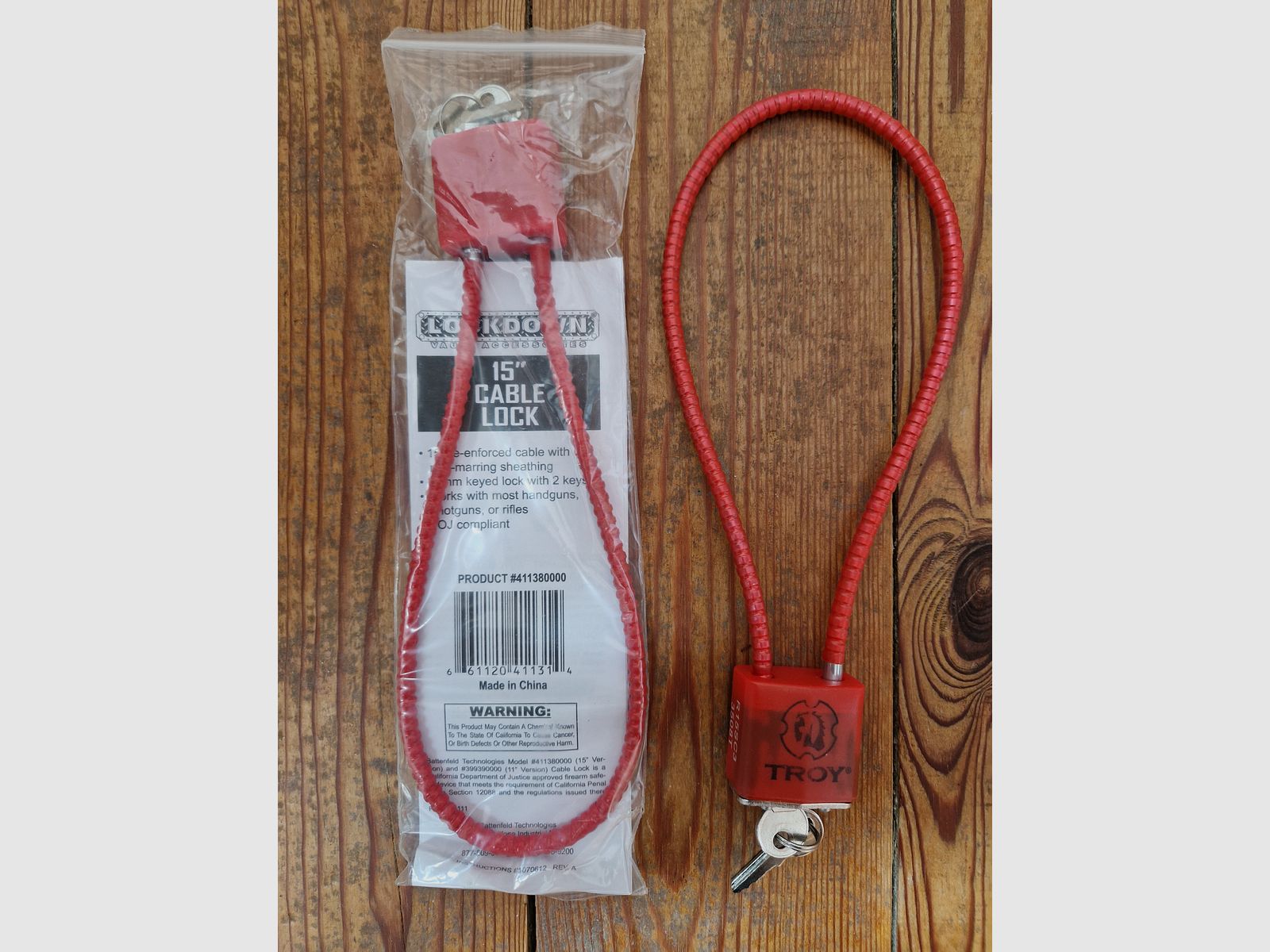 Candado de cable de acero, Lockdown, Troy, 15" NUEVO