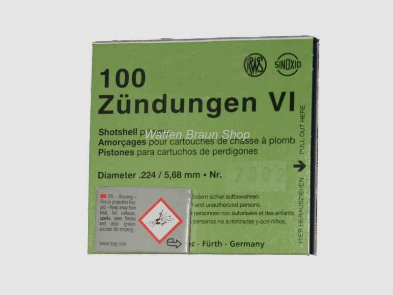 RWS Zündungen für Schrotpatronen, 5,68 mm, 7002