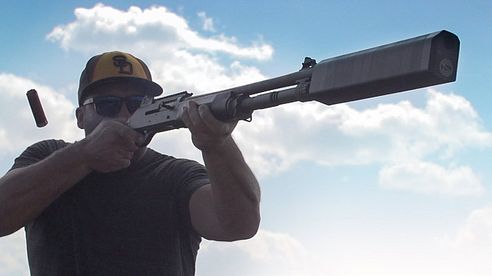 Shooting Clays in Slow Motion with the World's First* Shotgun Silencer