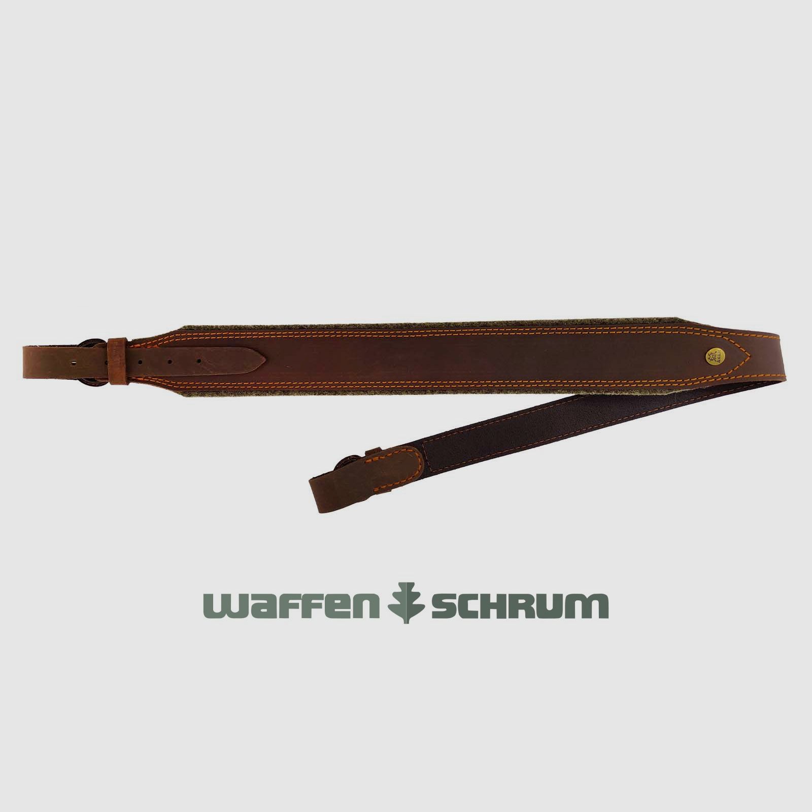 AKAH geweerriem leer - bruin pull-up effect 50MM vilt pad