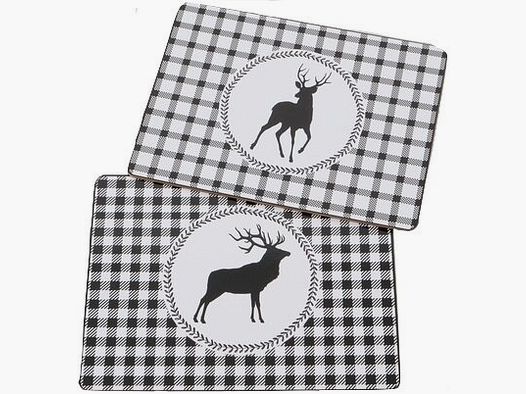 Lovergreen Kunst des Tisches Motiv Set mit 2 Sets: Schwarz-Weiß-Hirsch mit verschiedenen Mustern (2 x 4 Sets)