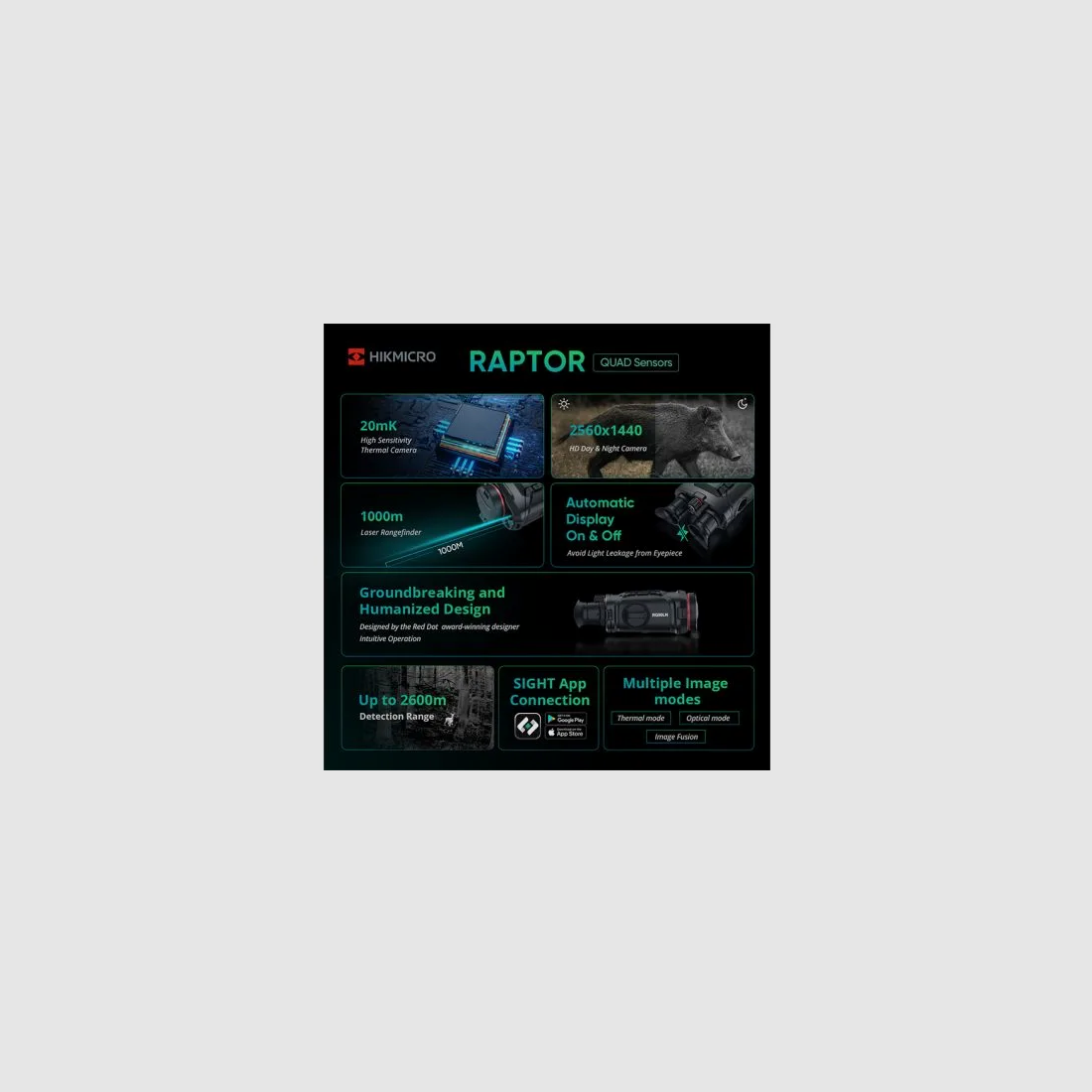 Hikmicro Wärmebildgerät Raptor RQ50LN 940 nm IR, Bild 5 von 6
