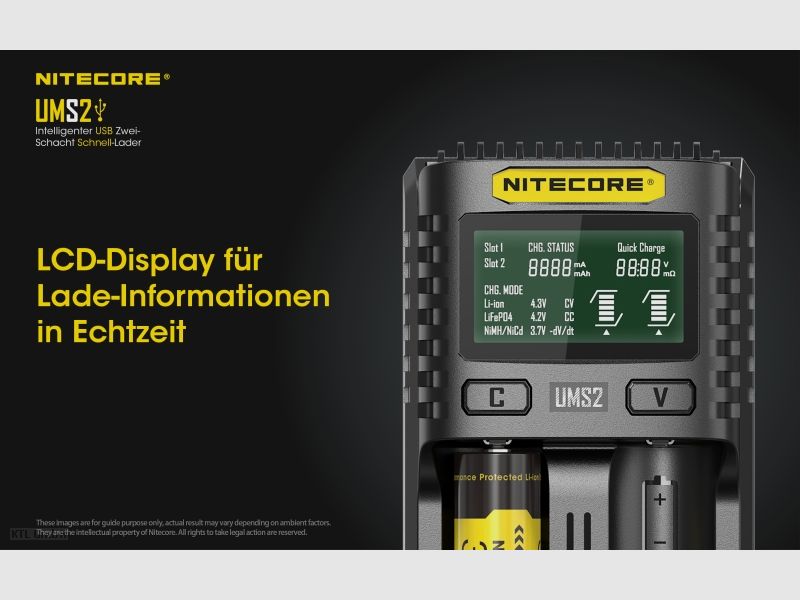 Nitecore UMS2 USB Schnell Ladegerät