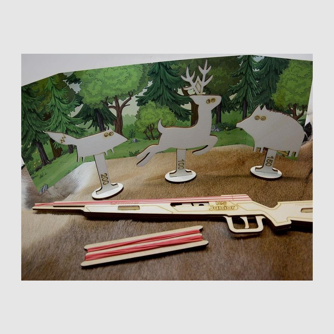 Strasser RS Junior 3-shot rubber band wooden rifle