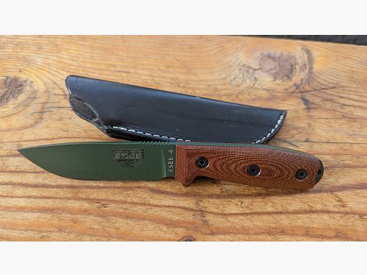 ESEE-4 Bushcraft & survival knife con fodero in pelle fatto a mano