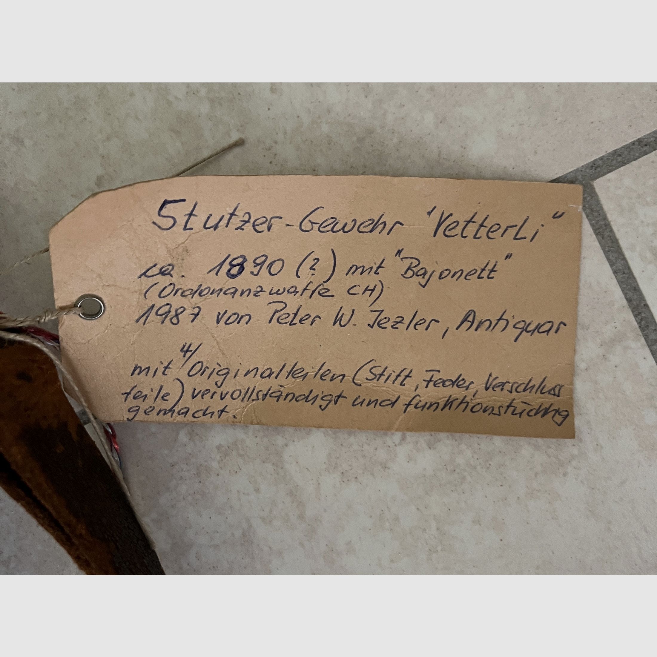 Vetterli-Repetiergewehr Repetierstutzer 1871, Kaliber 10,4 mm , inkl. Bajonett, von Privat/Familienbesitz