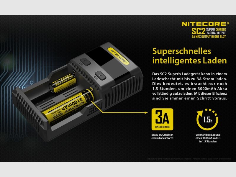 Nitecore SC2 3A Schnelllader