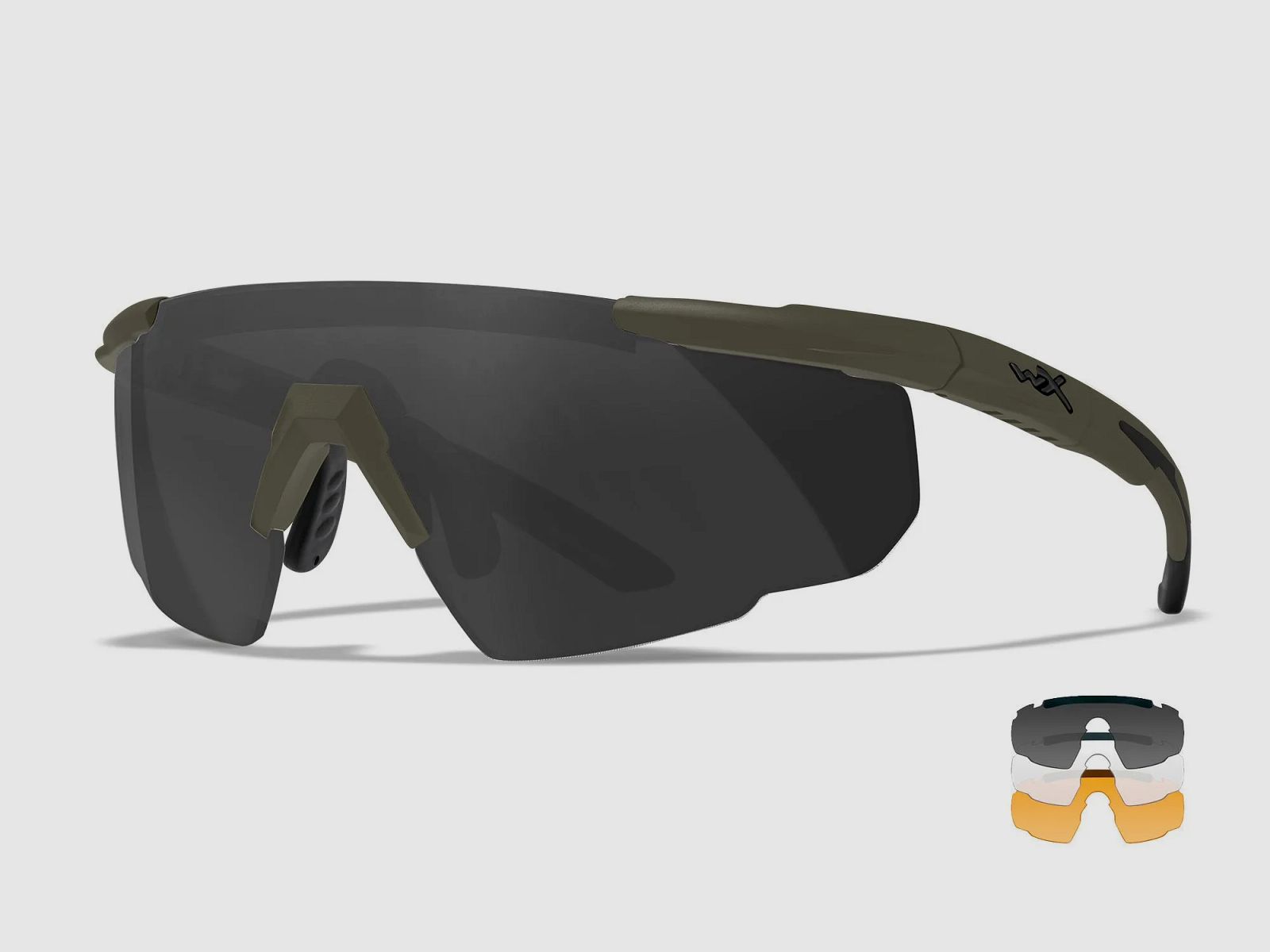 Lunettes WX VALOR avec 3 verres interchangeables, couleur de la monture Vert Armée Mat