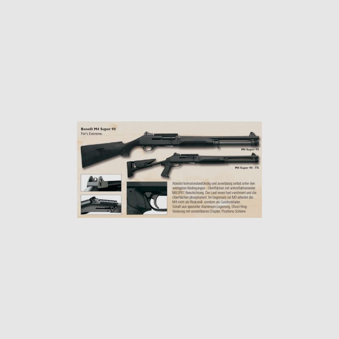 BENELLI Selbstladeflinte Mod. M4 Super 90 TS 12/76  LL 51cm  MC  Teleskops.