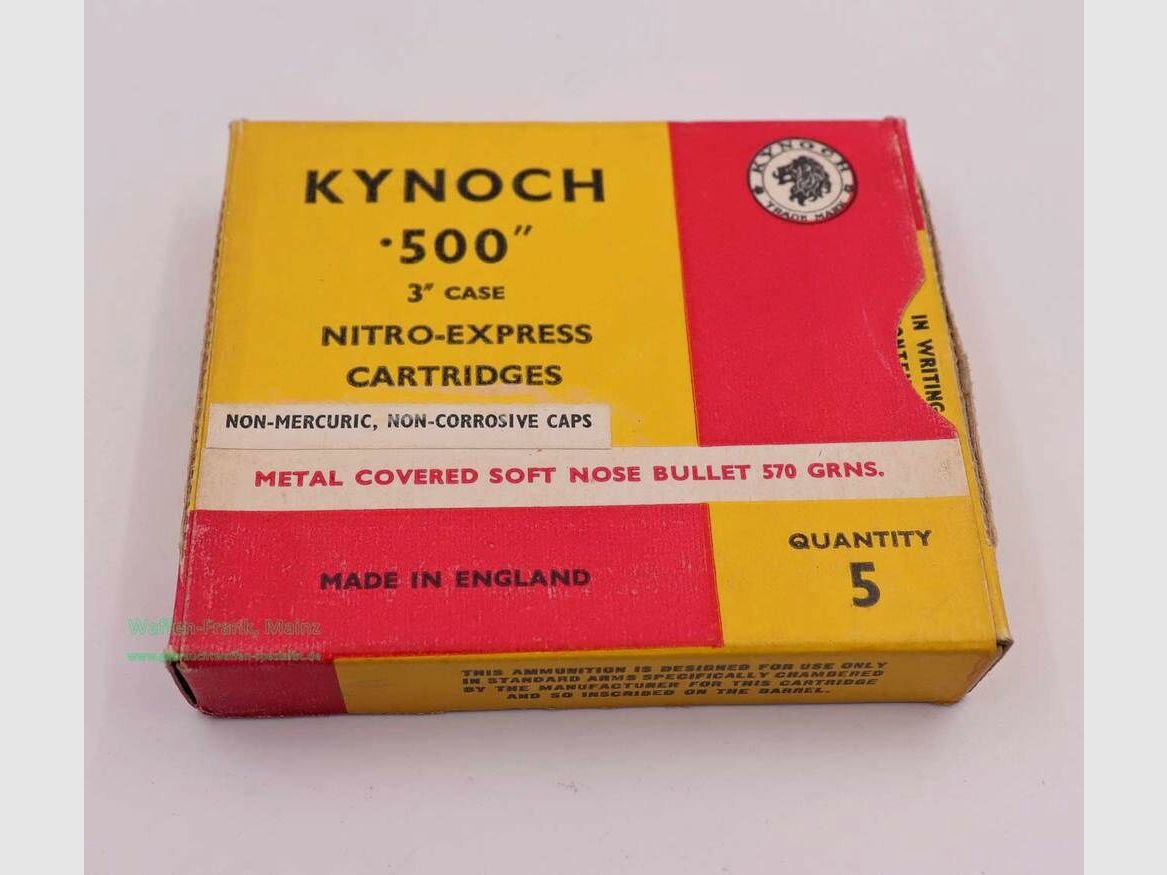 Kynoch, England rifle cartridges .500/3''/Rim