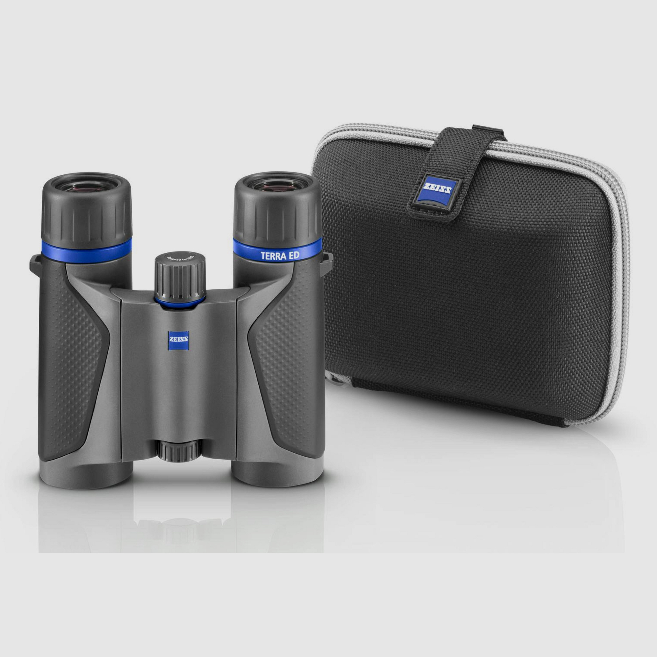 ZEISS Terra ED Pocket 10x25 binoculars with carrying strap and case black-grey