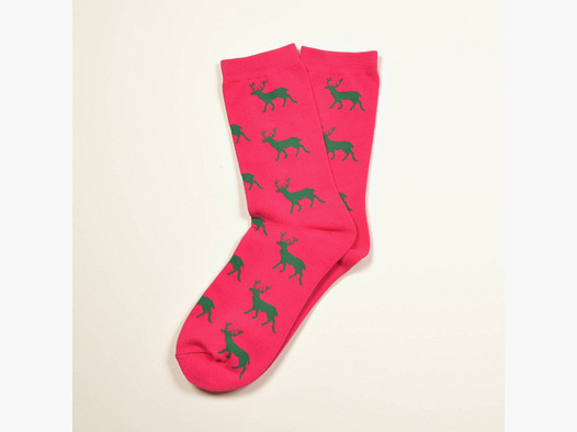 Pinke Socken, Hirsch in Grün