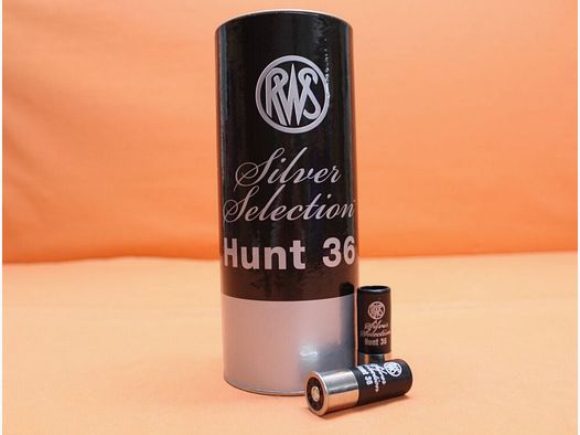 RWS cartridge 12/70 RWS 36g 3.0mm/ No.5 (2318319) packaging unit 25 cartridges (Silver Selection Hunt) promotional can