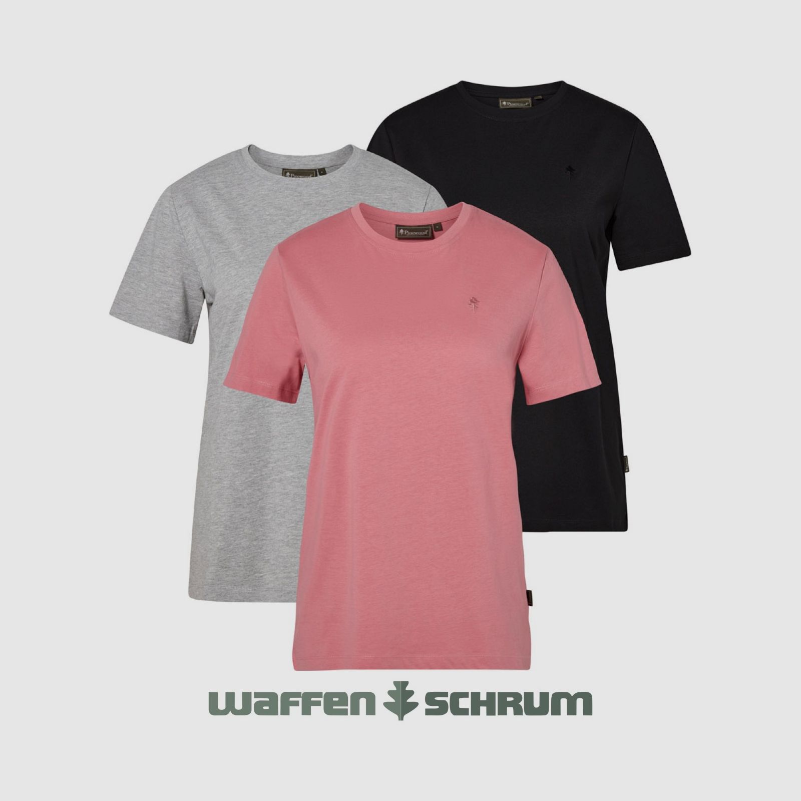 Pinewood T-Shirts 3er Pack Grey Mel/ D. Pink/ Black