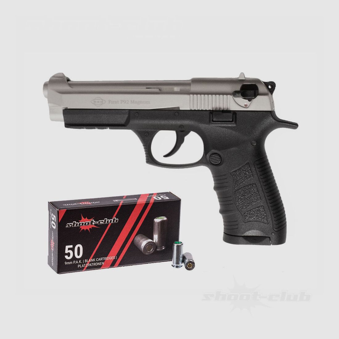 Ekol P92 Magnum Schreckschusspistol 9mmPAK Nickel Platzpatronen