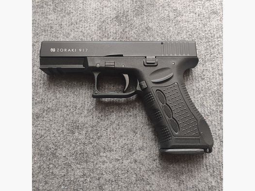 ZORAKI 917 Black 9mm P.A.K. blank firing pistol in Glock 17 style