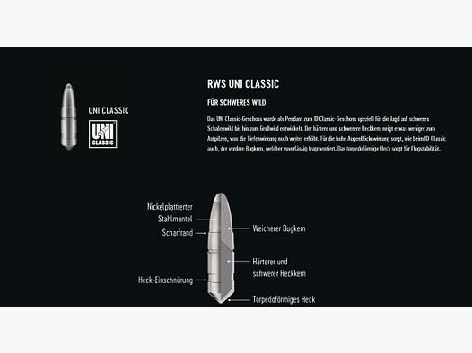 RWS Kal. 9.. Büchsen 9,3x74R UNI-Classic TM 20 Stk 19,0g/293grs