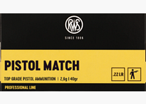 RWS 2132443 PISTOLA MATCH .22lr Munición de Pistol Top Grade 2,6g 40gr Línea Profesional