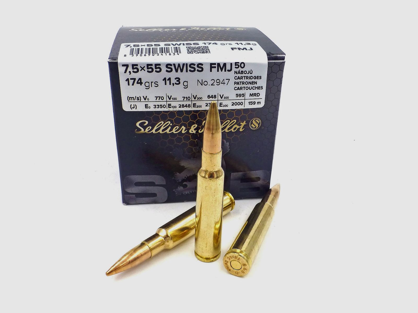 Sellier & Bellot 7.5×55 FMJ Patronen