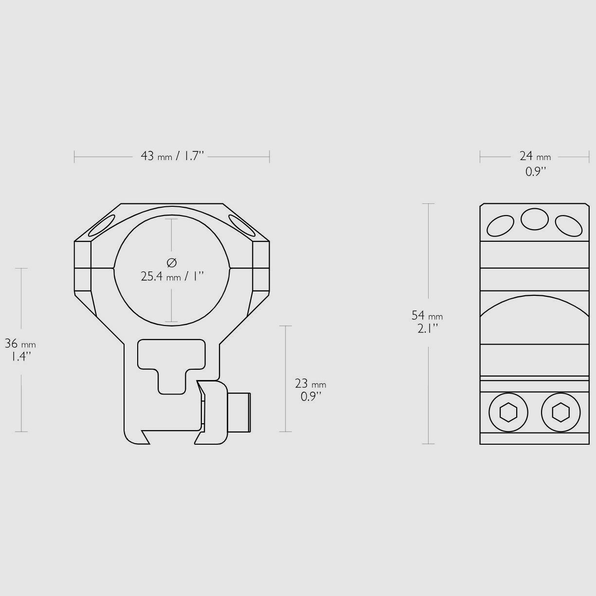 Hawke Taktische Festmontage aus Aluminium 9-11mm 1″ zweiteilig Extra High, Bild 2 von 2