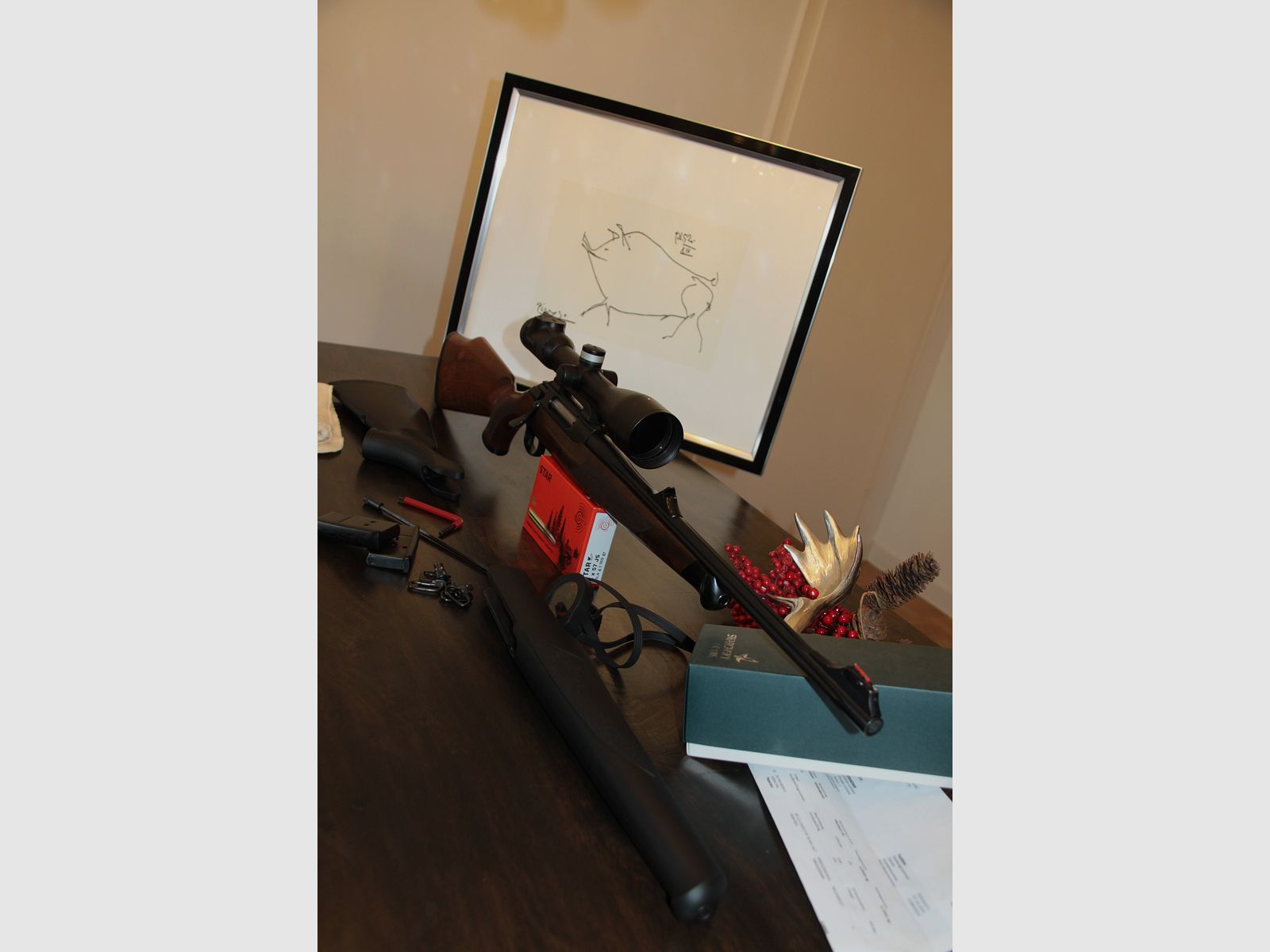 Sauer 202 with two stock sets in 8x57iS including Swarovski z6i 2.5-15x56