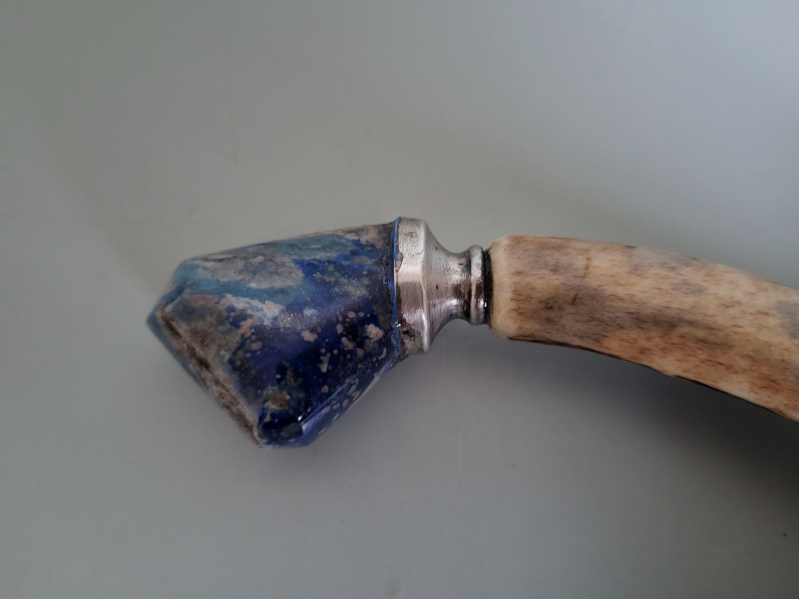 Bâton de marche de chasseur - 900 argent - Schariwari - lapis-lazuli - années 1940