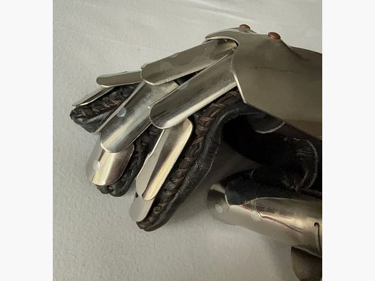 1A knight's gloves for the ritual knightly accolade.