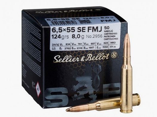 SELLIER & BELLOT 6,5x55 SE - FMJ - 124GRS. - 50 STUKS