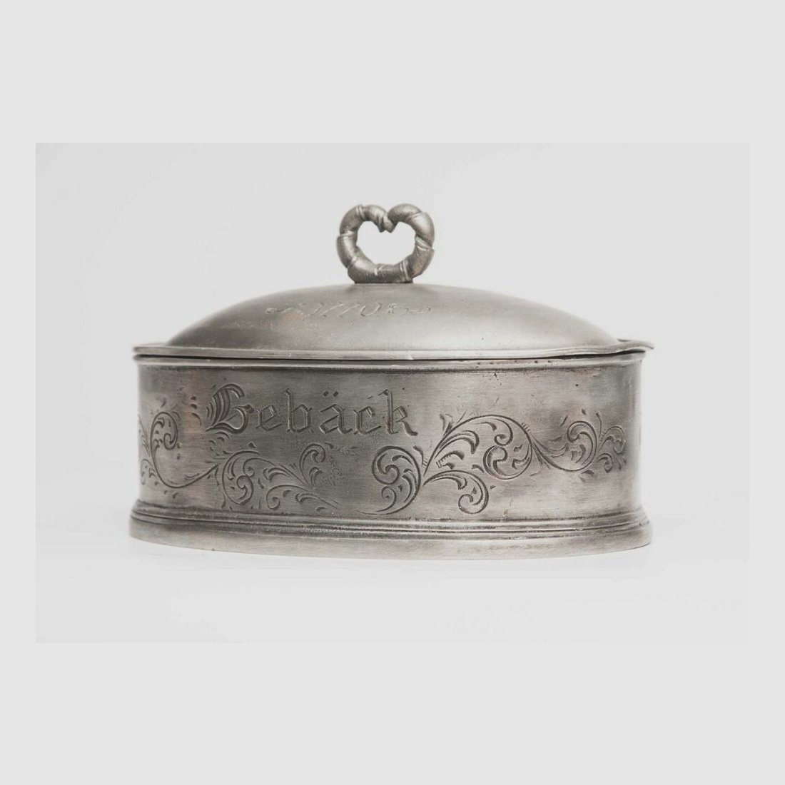 antike Zinndose Jagdschmuck Deko