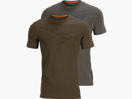 Härkila Graphic T-shirts, 2-pack, Willow green/Slate brown