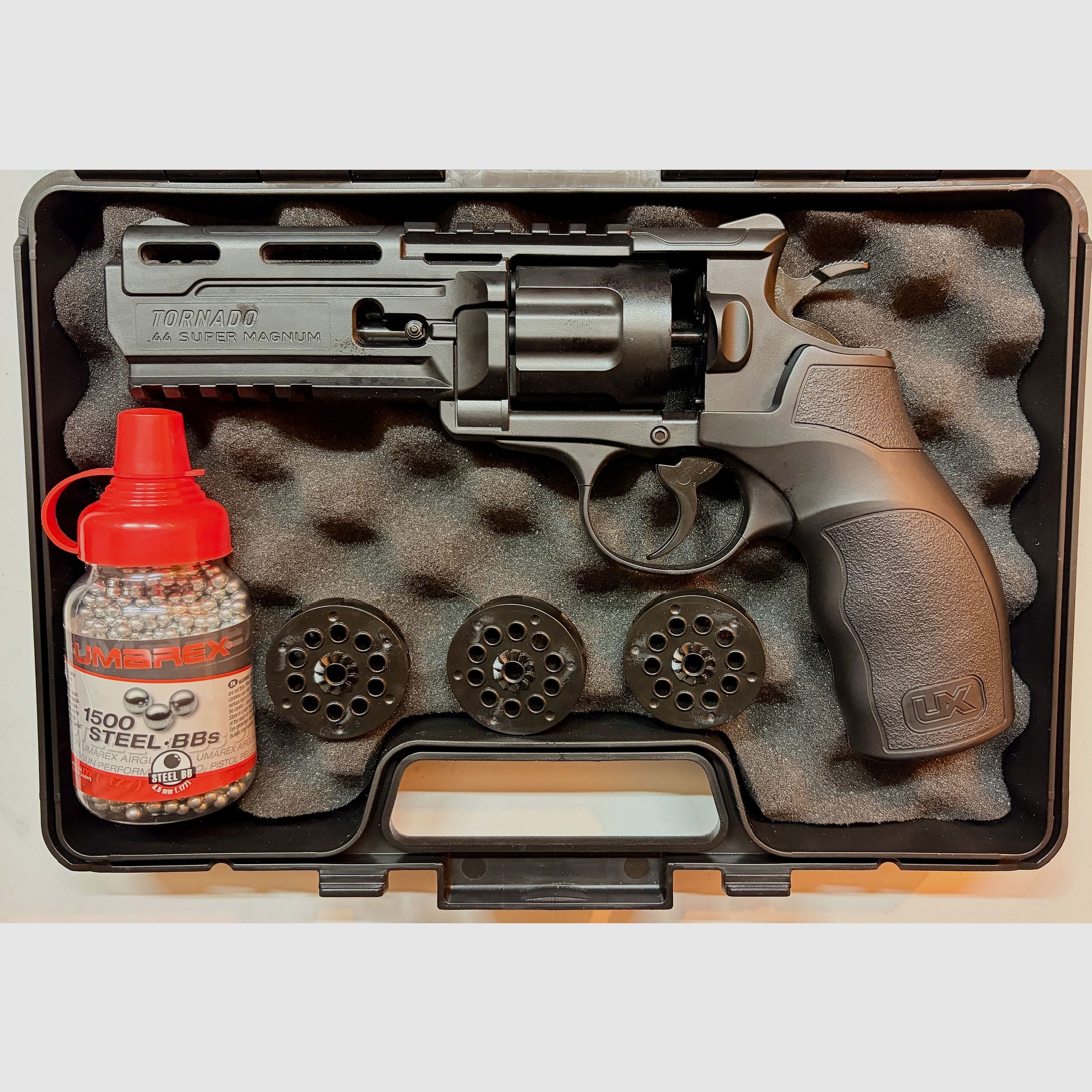 Umarex UX Tornado .44 Super Magnum CO₂ revolver 4,5 mm BB – ensemble complet avec mallette & accessoires