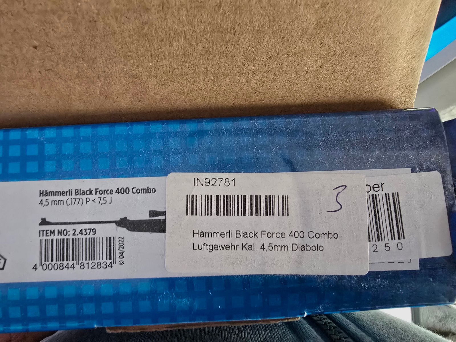 Carabina de aire comprimido de quiebre