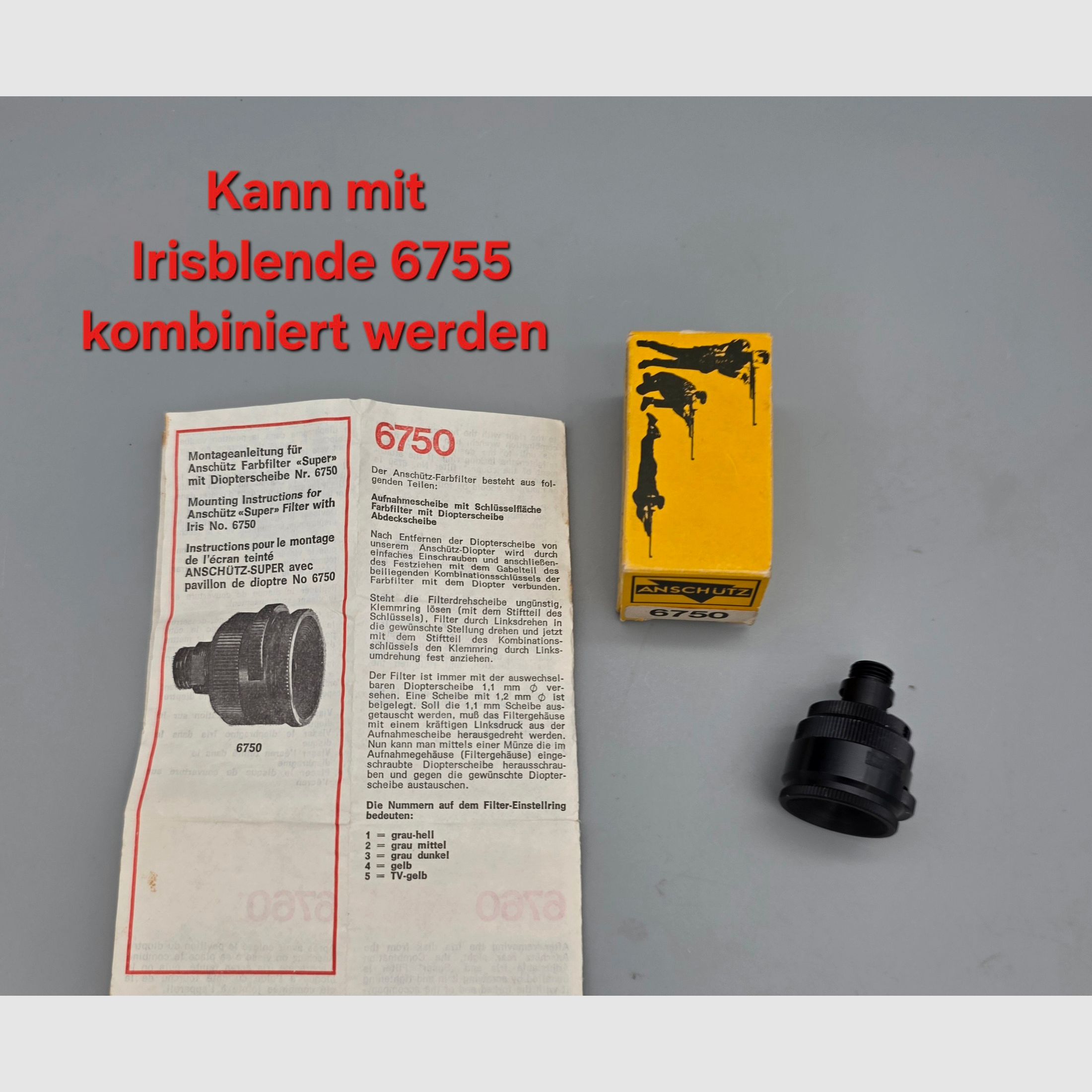 Filtro de color de diafragma de iris Anschütz Super 6750 Match