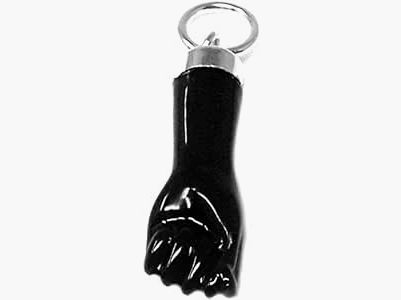 925 Zilveren Hanger Hand Vuist Higa Zwart 18mm. Glad Synthetisch Amulet
