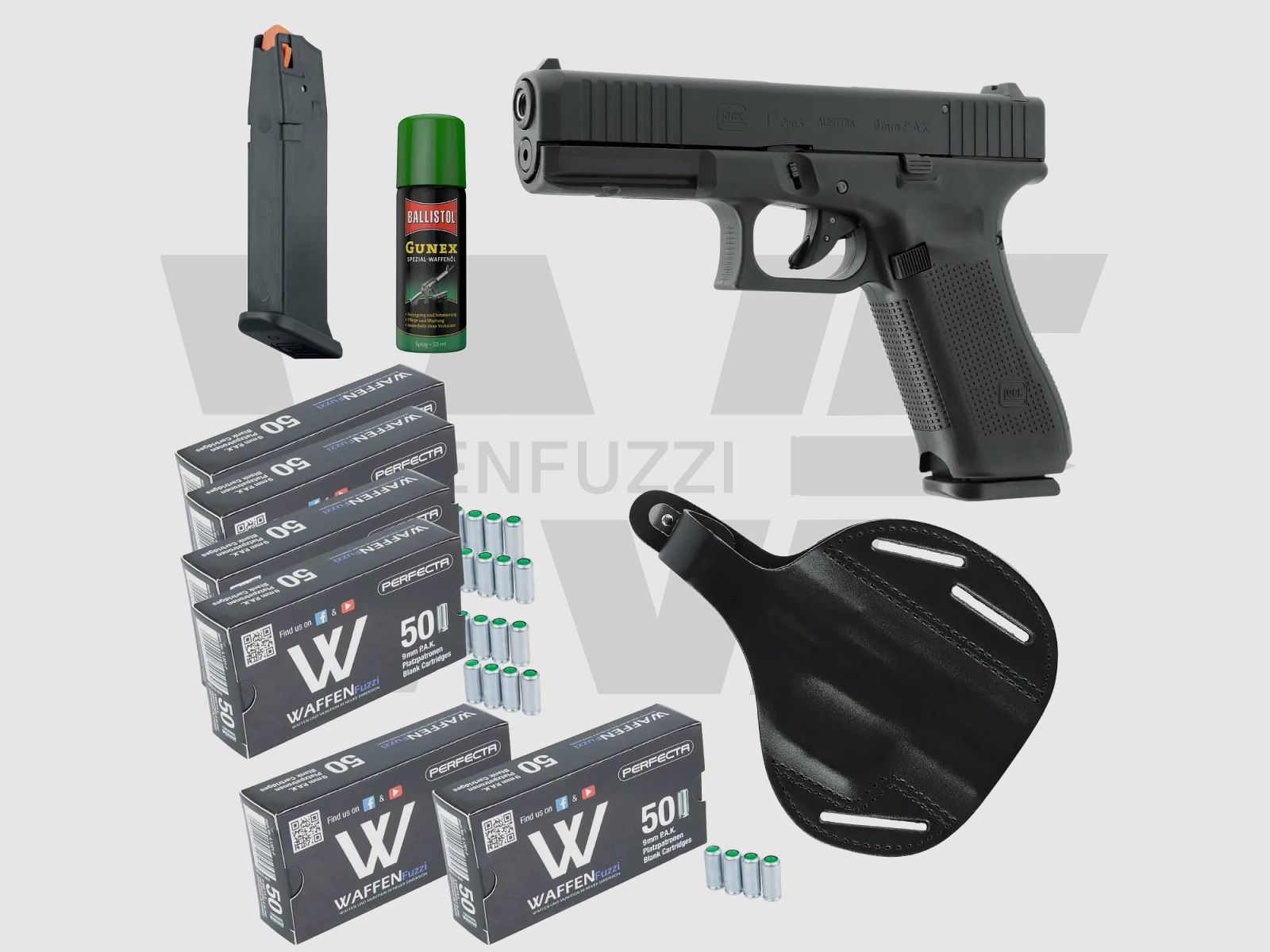 Glock 17 Gen5 Schreckschusspistolen Set "L" Kaliber 9mm PAK