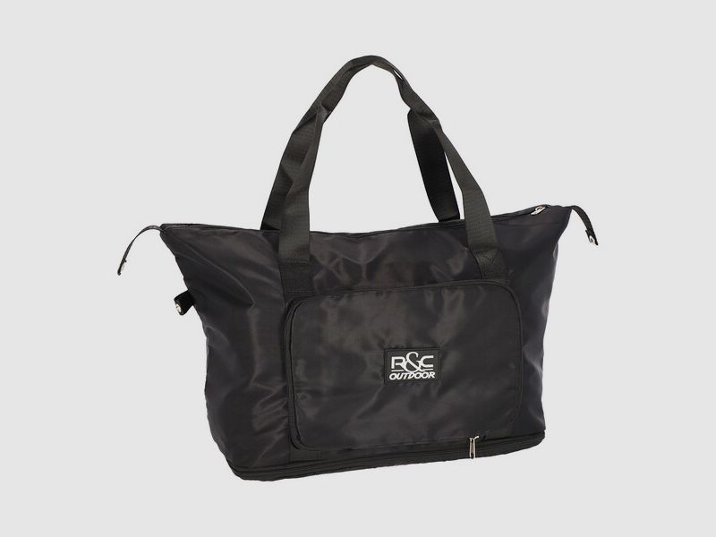 Travel Bag Schwarz faltbar - Tasche für Reise + Strand + Einkauf - mit Verlängerung