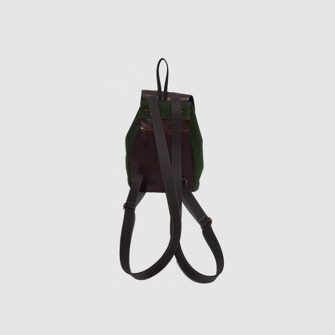 Rundrücken-Rucksack aus Wildleder grün, Bild 3 von 3