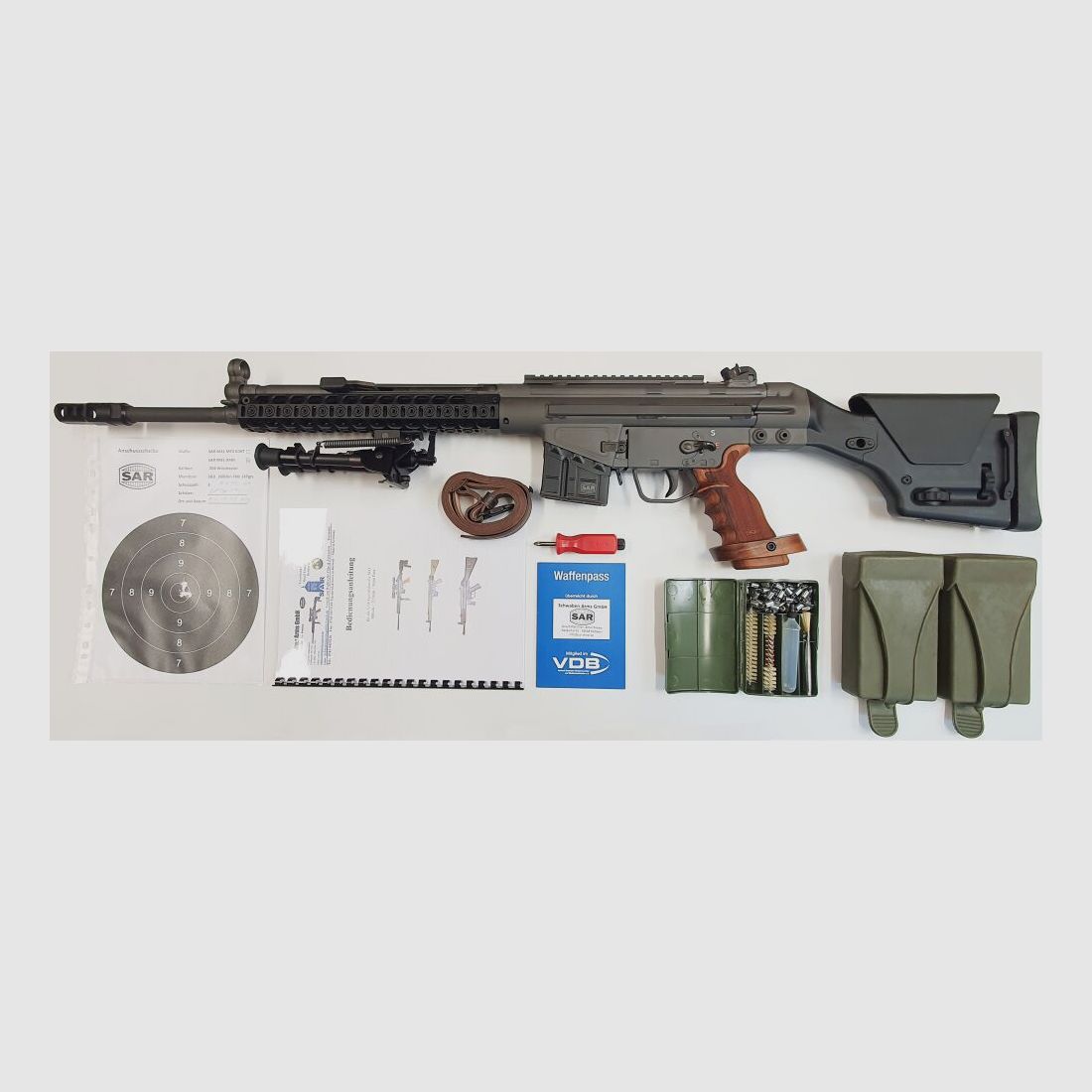 Fucile semiautomatico Schwaben Arms GmbH SAR M41 DMR (DESIGNATED MARKSMAN RIFLE) in calibro 308win. simile a HK41/G3 Custom