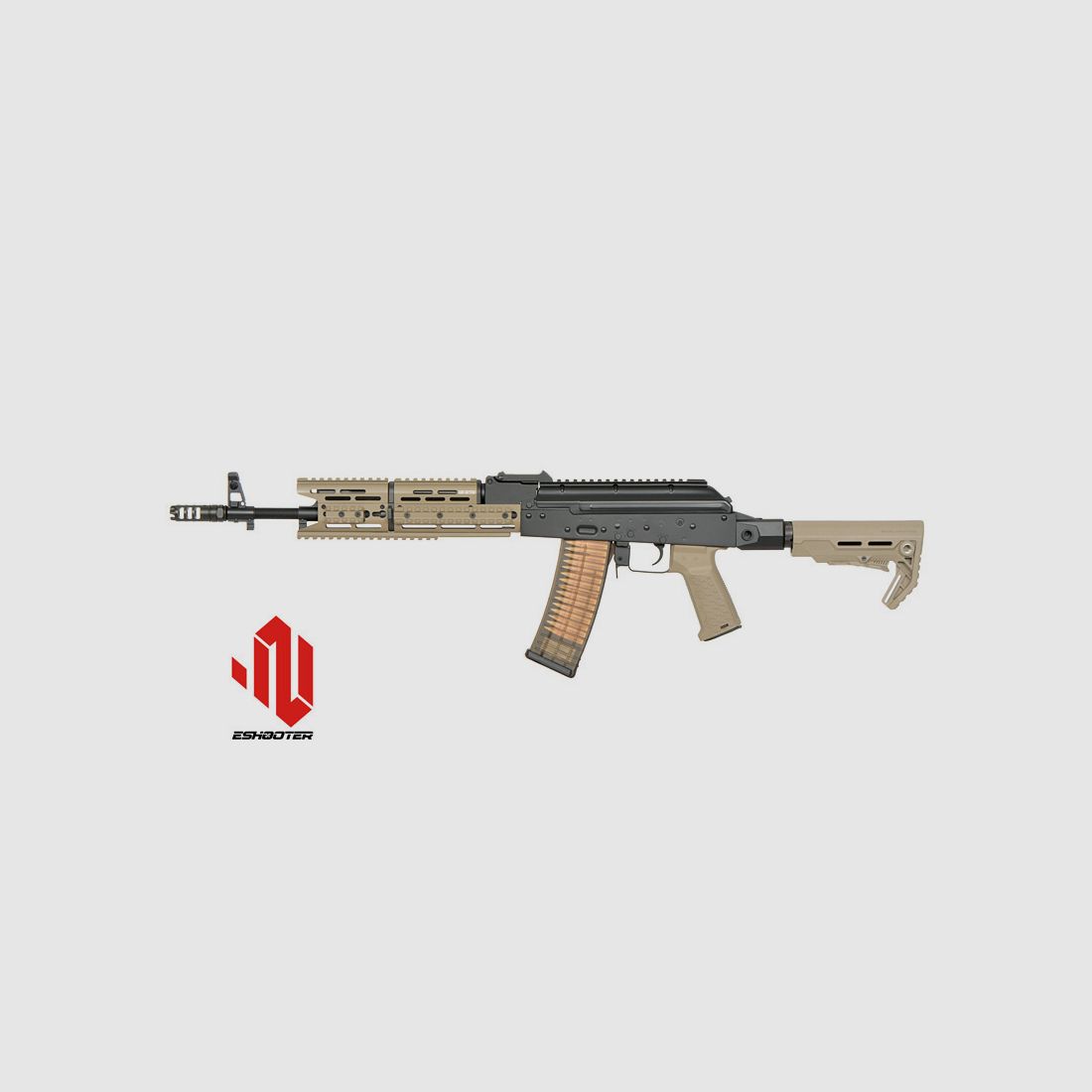 Strike Industries AK-TRAX mit Eshooter ETU S-AEG TAN