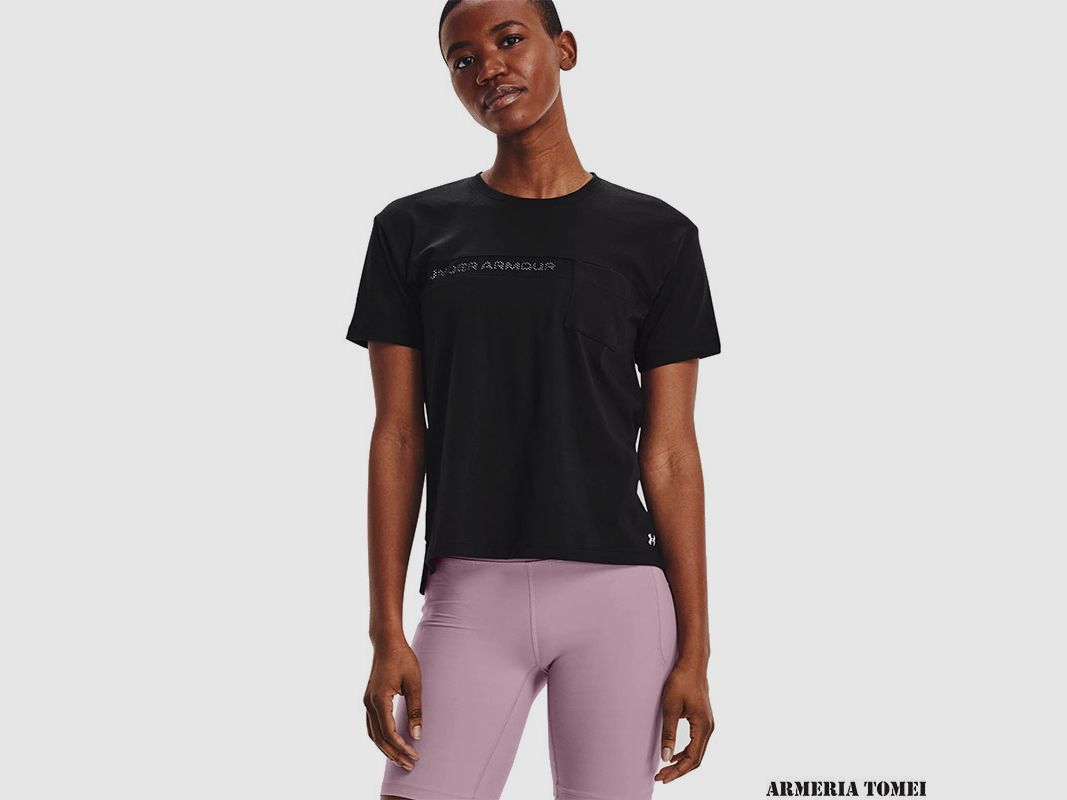 UNDER ARMOUR – WOMEN – LIVE POCKET MESH GRAPHIC SS Black / White – 001, image 3 of 4