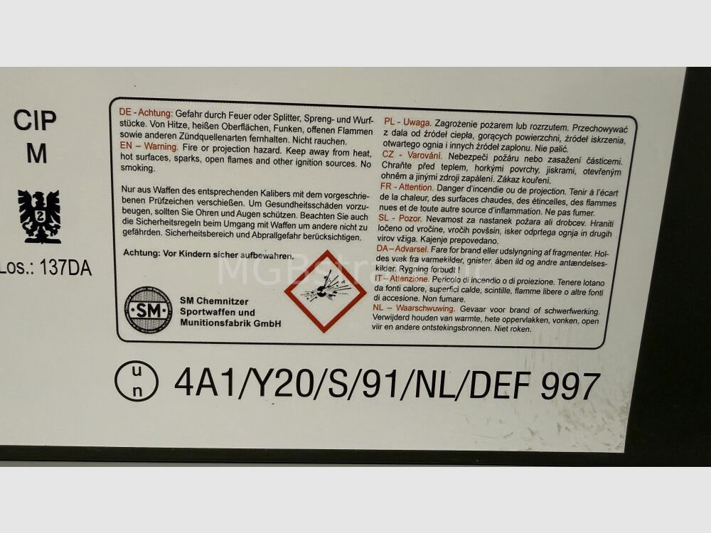 7.62 x 39 Surplus Cartridges - BXM-SM Manufacturer BXN Country of Origin Czech Republic, lacquered steel case Berdan, bullet 8.0 gr. soft core, packed in 750 cartridges in M2A1 ammunition box with CIP